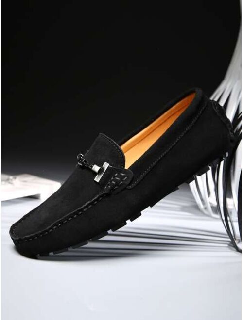 Men Metal Decor Casual Loafers Leisure Outdoor Faux Suede Loafers