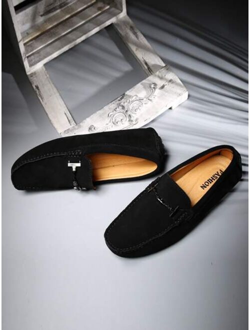 Men Metal Decor Casual Loafers Leisure Outdoor Faux Suede Loafers