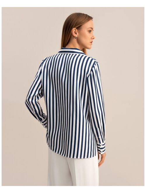 LILYSILK The Amalfi Stripe Silk Shirt for Women