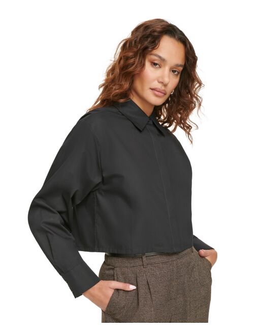 CALVIN KLEIN Women's Cotton Cropped Button-Front Shirt