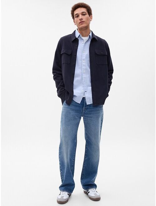 Gap Cotton Solid Long Sleeve Relaxed Fit Utility Shirt