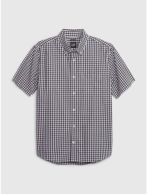 Gap Cotton Solid Button Down Short Sleeve Relaxed Fit Poplin Shirt