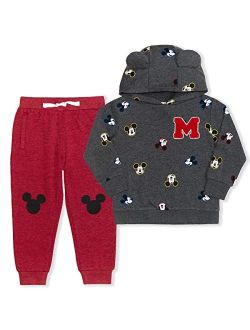 Mickey Mouse Boys Hoodie and Joggers Set for Toddler and Little Kids Red/Grey