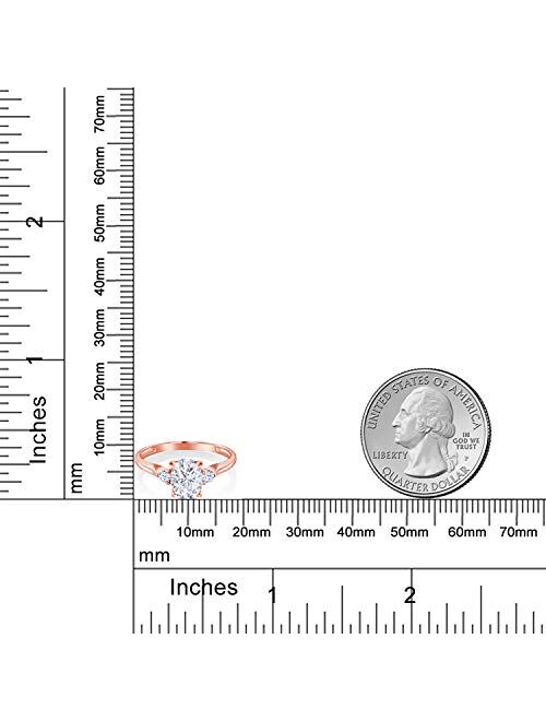 Gem Stone King 10K Rose Gold Forever Classic Moissanite by Charles & Colvard and Created Sapphire Engagement Solitaire Ring For Women (1.60 Cttw, Available in size 5, 6, 