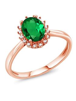 Gem Stone King 10K Rose Gold Build Build Your Own Customized and Personalized Gemstone Birthstone and Diamond Halo Engagement Ring For Women (1.55 Cttw, Available In Size