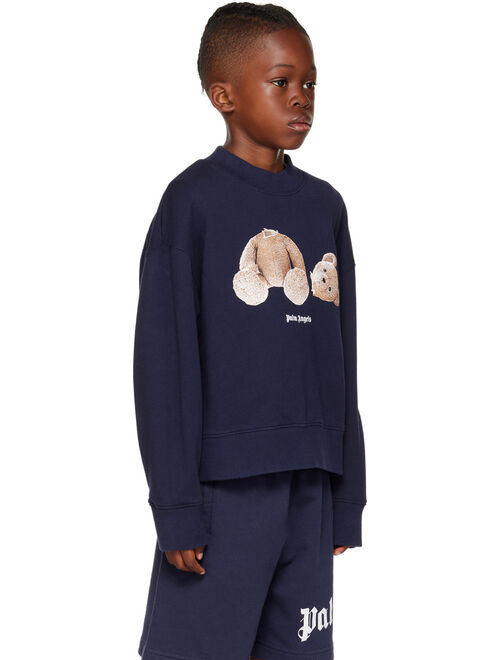 PALM ANGELS Kids Navy Bear Sweatshirt