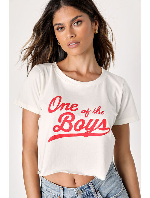 Prince Peter One of the Boys Ivory Distressed Cropped Graphic Tee