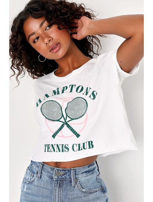 Prince Peter Hamptons Tennis Club White Distressed Cropped Graphic Tee