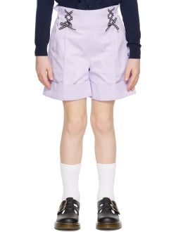 ANNA SUI MINI Kids Purple Embroidered Shorts
