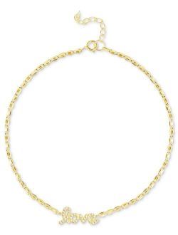 Giani Bernini Cubic Zirconia Love Script Ankle Bracelet in 18k Gold-Plated Sterling Silver, Created for Macy's