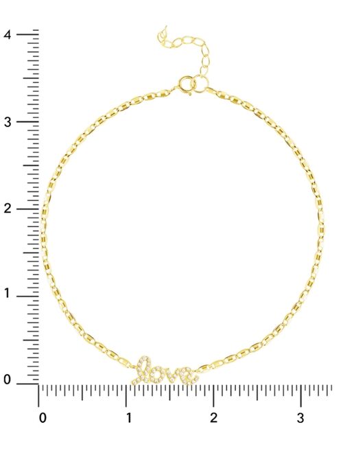 Giani Bernini Cubic Zirconia Love Script Ankle Bracelet in 18k Gold-Plated Sterling Silver, Created for Macy's
