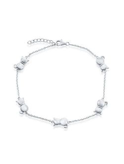 Argento Bella Sterling Silver Cats by the Yard Anklet