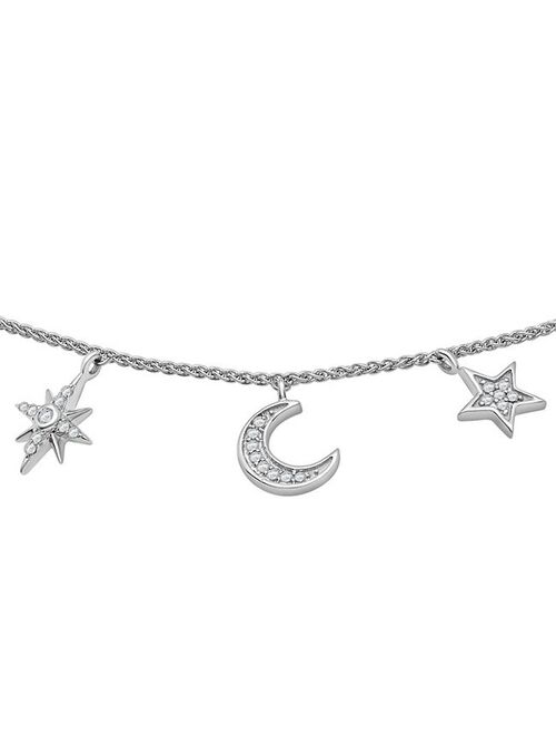 unbranded Sterling Silver 1/10 Carat T.W. Diamond Moon & Stars Anklet