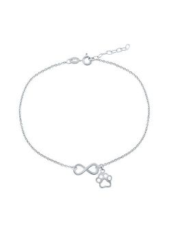 unbranded Sterling Silver Infinity & Paw Print Anklet