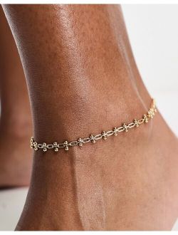 anklet with textured chain design in gold tone