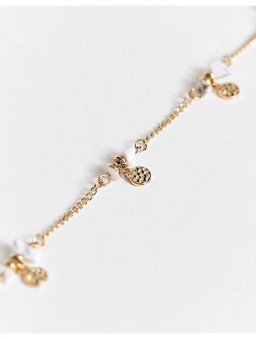 DesignB London chipped stone detail anklet in gold