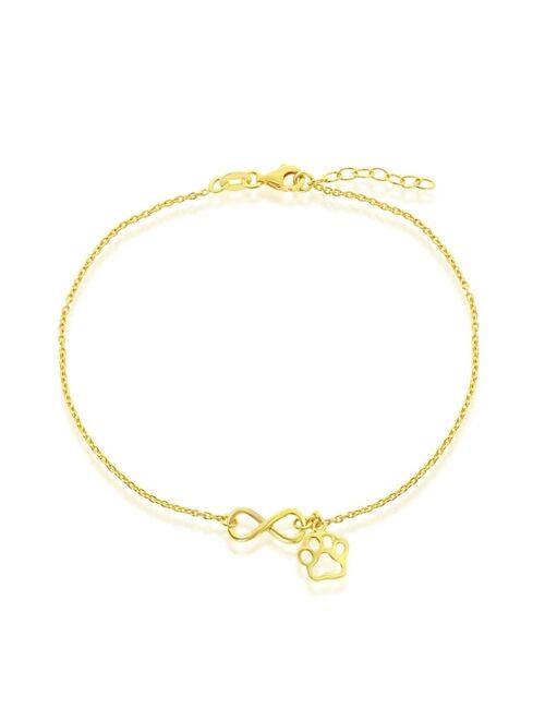 Simona Sterling Silver Infinity with Paw Print Charm Anklet