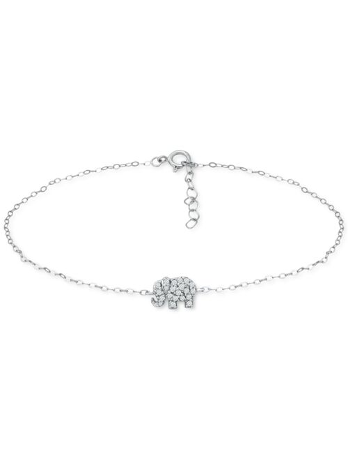 Giani Bernini Cubic Zirconia Graduated Elephant Chain Link Ankle Bracelet in Sterling Silver, Created for Macy's