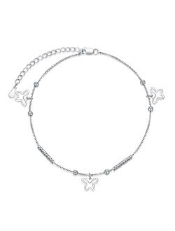 Silwan Women Anklets Jewelry Gift, 925 Sterling Silver Butterfly Anklet with Sturdy Box Chain Jewelry for Her Wife, Mom, Mother's Day Birthday Gift