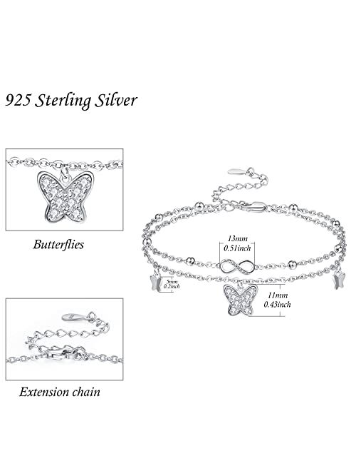 Palpitate Anklet Barcelets for Women 925 Sterling Silver Anklets for Women