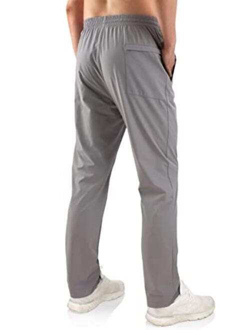 Estepoba Mens Athletic Nylon Slim Fit Zipper Pockets Workout Active Sports Jogger Track Pants
