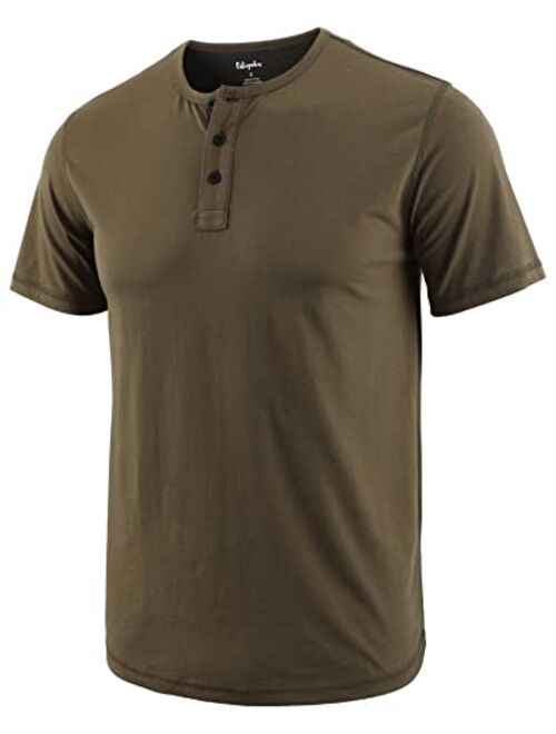 Estepoba Men's Casual Basic Solid Vintage Slim Fit Short Sleeve Workout Gym Golf Henley T Shirts