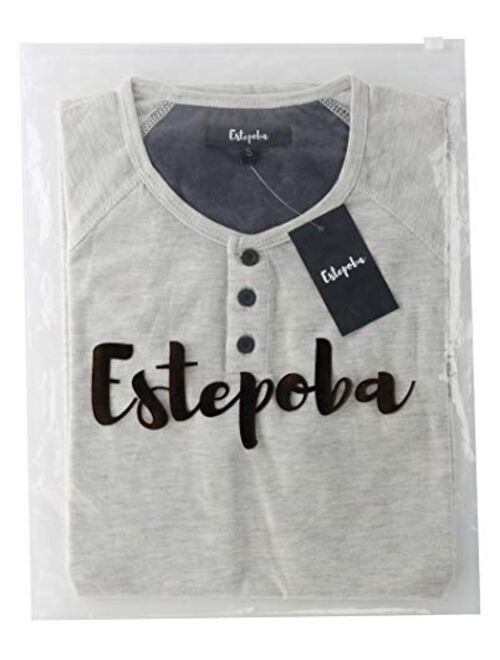 Estepoba Mens Casual Lightweight Raglan Short Sleeve Athletic Active Baseball Henley T Shirts