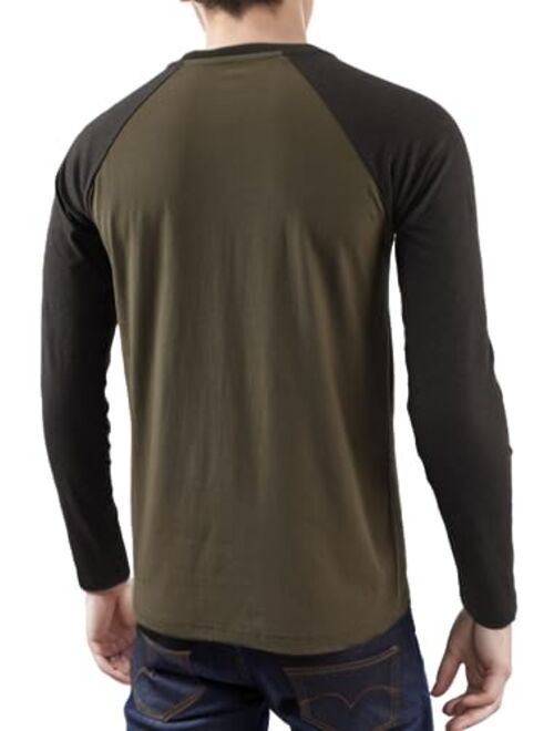 Estepoba Men's Casual Basic Vintage Retro Slim Fit Long Sleeve Workout Gym Hiking V Neck T Shirts