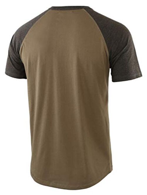 Estepoba Men's Casual Vintage Short Raglan Sleeve Active Sports Baseball Henley Jersey Shirts