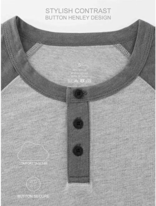 Estepoba Men's Casual Vintage Short Raglan Sleeve Active Sports Baseball Henley Jersey Shirts