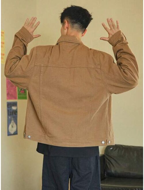 DAZY Men Flap Pocket Drop Shoulder Denim Jacket