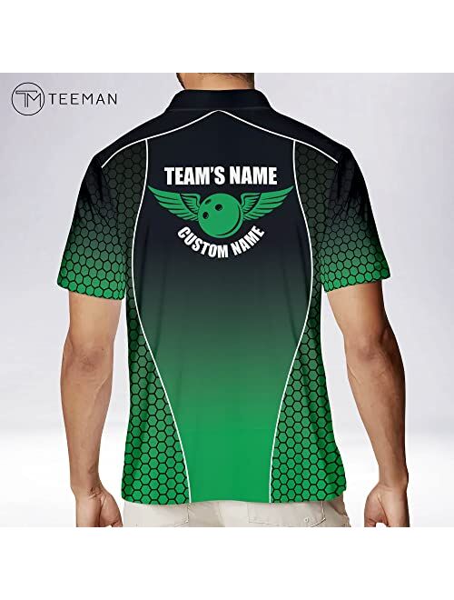 TEEMAN Custom Bowling Shirt for Men, Men's Funny Bowling Shirts Short Sleeve Polo, Bowling Shirt for Team