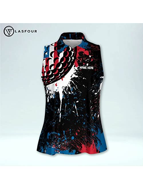 LASFOUR Personalized Golf Shirts for Women Sleeveless with Collar, Funny Golf Shirts for Women, Ladies Sleeveless Golf Shirt