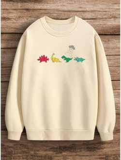 Men Dinosaur Print Thermal Lined Sweatshirt
