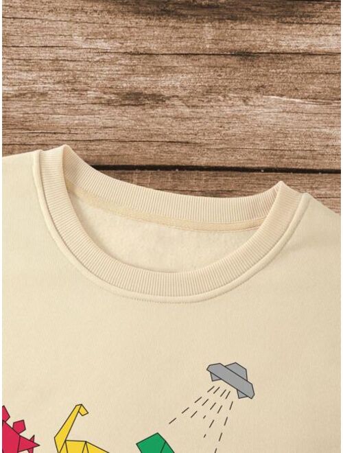 Men Dinosaur Print Thermal Lined Sweatshirt