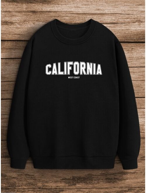 Men Letter Graphic Thermal Lined Pullover