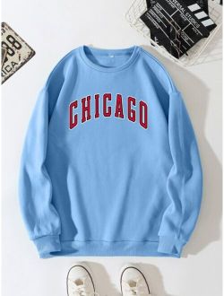 Men Letter Graphic Thermal Lined Sweatshirt