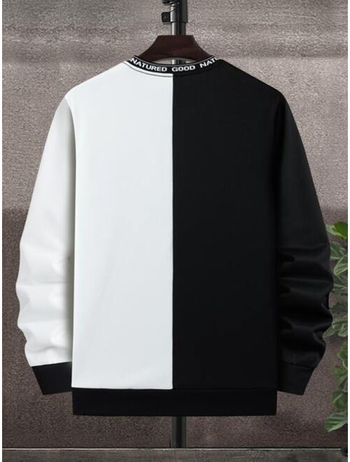 Manfinity Homme Men Letter Graphic Two Tone Sweatshirt Without Necklace