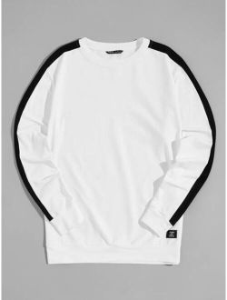 Manfinity Homme Men Cotton Patched Detail Contrast Panel Pullover