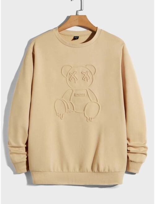 Manfinity Hypemode Men Cotton Bear Letter Graphic Sweatshirt