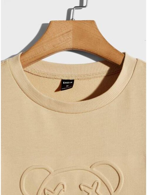 Manfinity Hypemode Men Cotton Bear Letter Graphic Sweatshirt