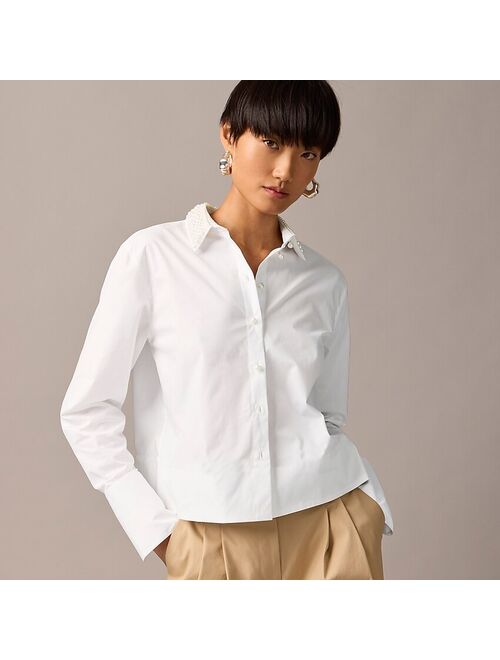 J.Crew Collection cropped garcon shirt with pearl collar