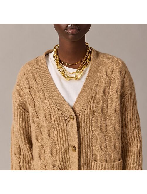 J.Crew Cashmere cable-knit V-neck cardigan sweater