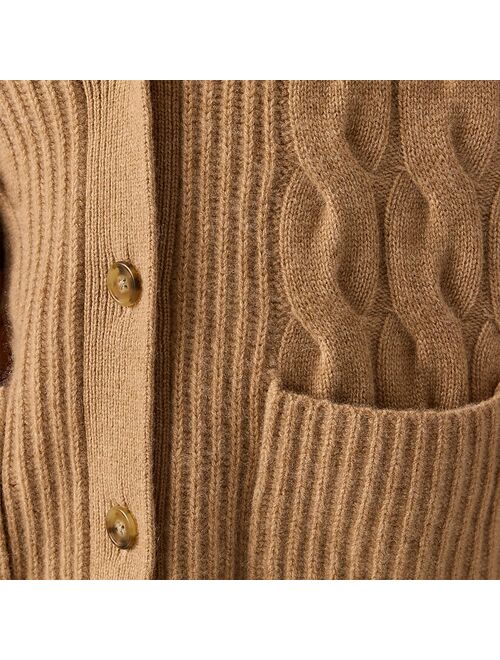 J.Crew Cashmere cable-knit V-neck cardigan sweater
