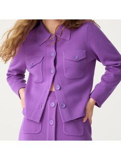 Merino wool patch-pocket sweater-jacket