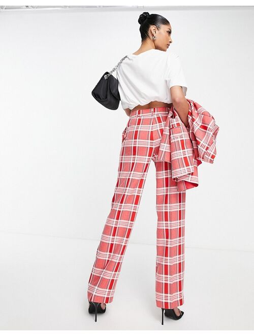 ASOS DESIGN Mix & Match slim straight suit pants in red check