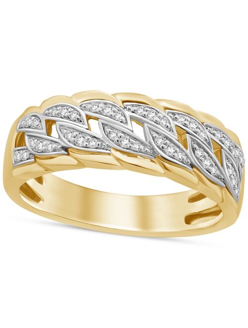 MACY'S Men's Diamond Chain Link Style Band (1/5 ct. t.w.) in Sterling Silver & 14k Gold-Plate