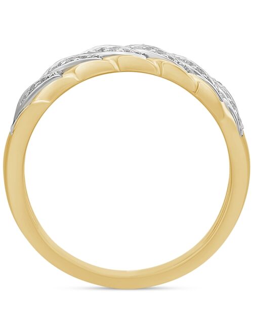 MACY'S Men's Diamond Chain Link Style Band (1/5 ct. t.w.) in Sterling Silver & 14k Gold-Plate