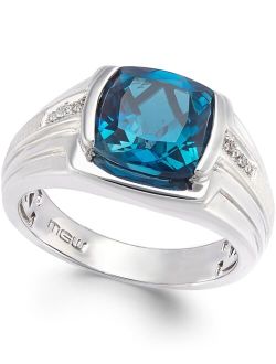 MACY'S Men's Blue Topaz (5 ct. t.w.) and Diamond Accent Ring in Sterling Silver