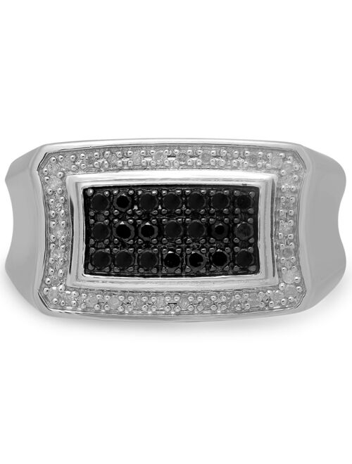 MACY'S Men's Black & White Diamond Ring (1/2 ct. t.w.) in Sterling Silver